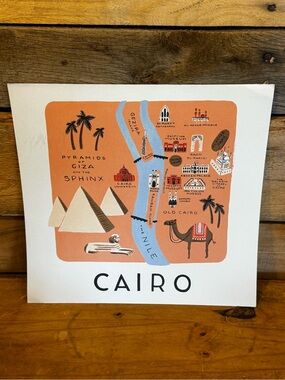 Rifle Paper Co. World Traveler Cairo Art Print 11x10.5” Egypt Travel Map